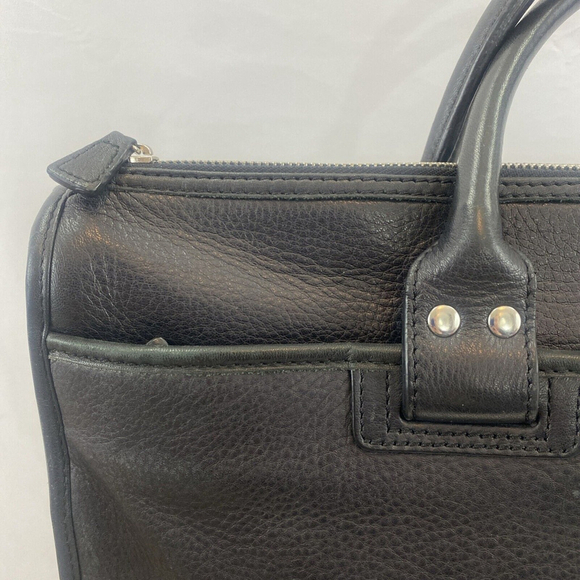 Danier Black Leather Laptop Bag Suitcase 3 Pocket Zipper Closure Padded‎ Lining - Picture 3 of 17